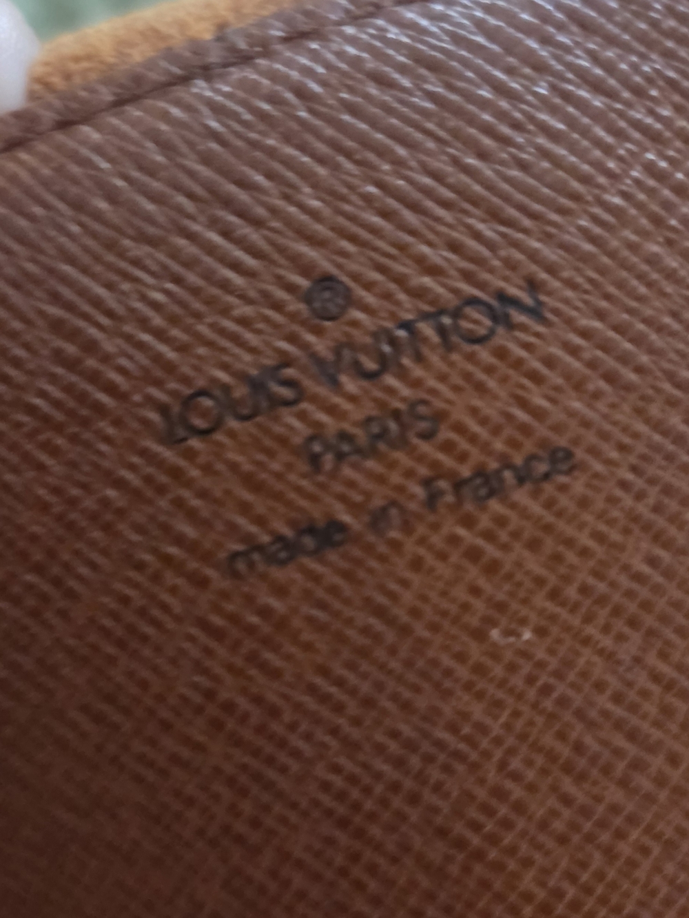 Louis Vuitton Tan Brown Textured Leather Wallet Stamp Detail
